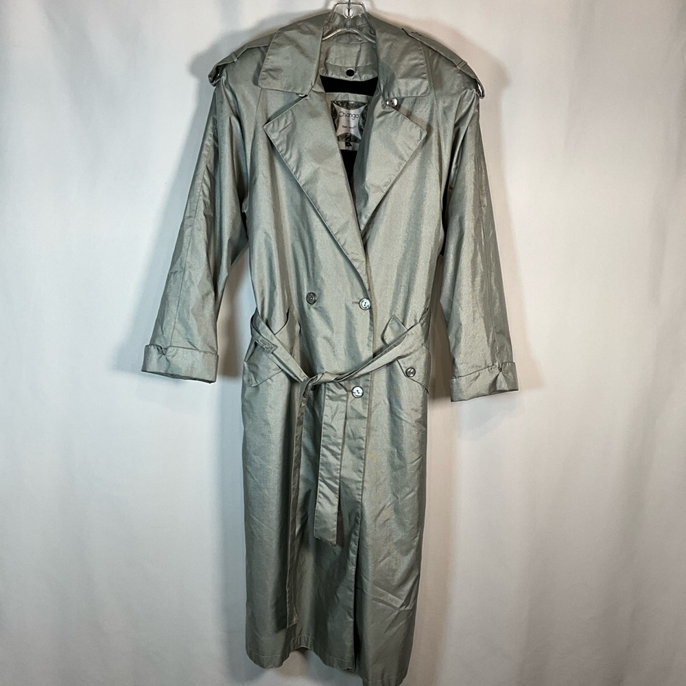 Fleet Street Trench Coat Size 10 Light Gray Green Detachable Lining